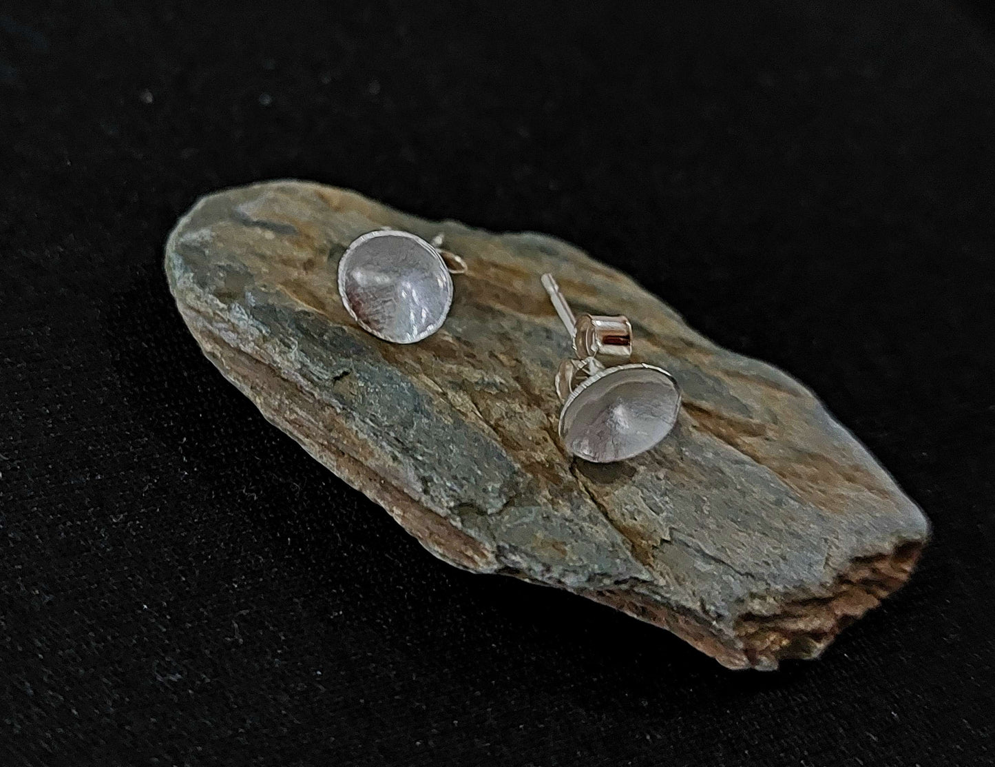 Textured concave Disc Earrings (tiny) image 1
