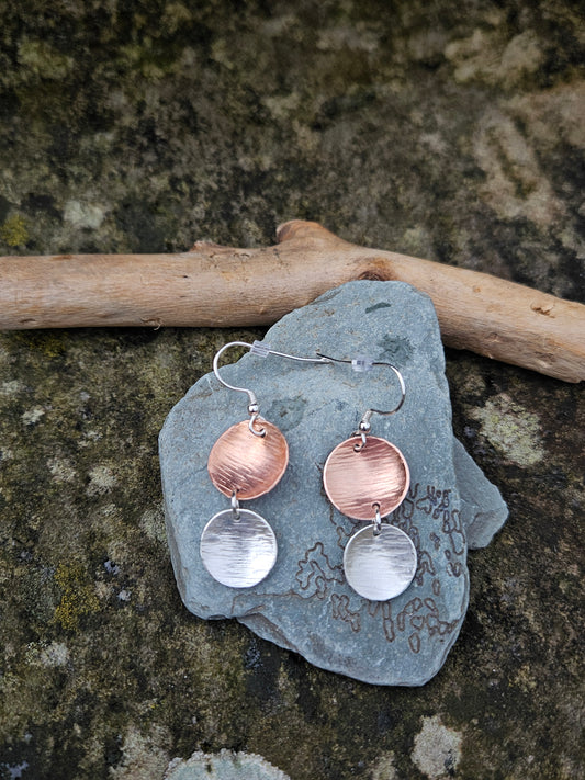 Double Silver and Copper Earrings